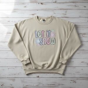 Let It Snow Graphic Sweatshirt Size XLCream Winter Holiday Cozy Crewneck